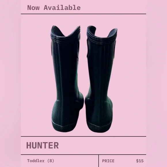 Hunter Kids Rain Boots Waterproof Handle Toddler Size 8 - Picture 2 of 5